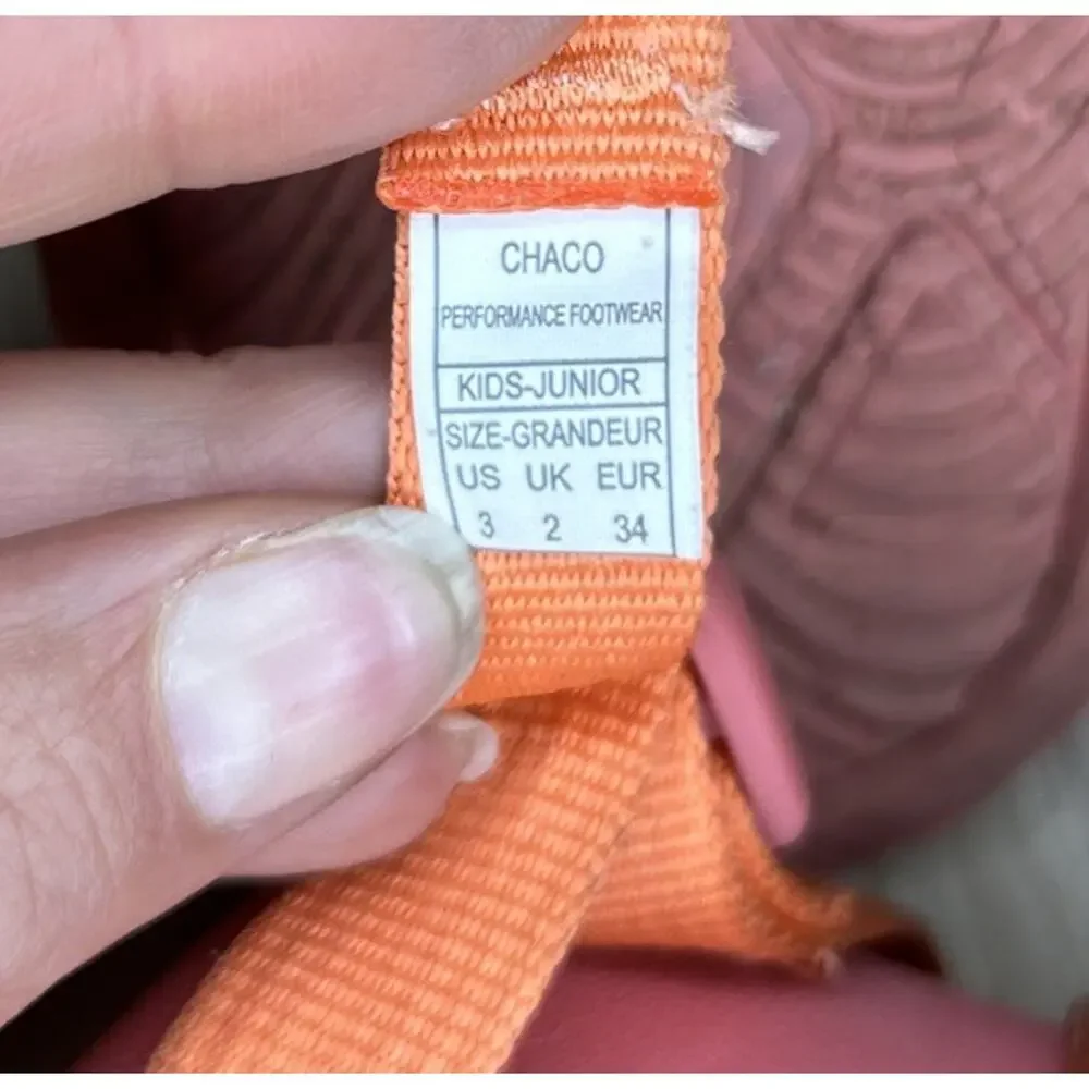Chaco Kids' Youth Size 3 Chillos Sport Sandals Pink Adjustable Straps Water Shoe